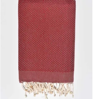 Telo mare a nido d'ape unita rosso bordeaux  - 1