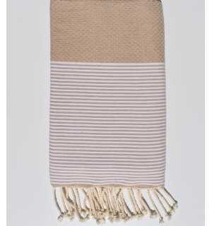 Telo mare nido d'ape beige Fouta Tunisia - 1