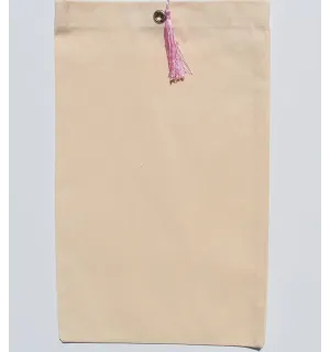 Sacchetto fouta beige chiaro con fiocco pompon rosa prugna zucchero Fouta Tunisia - 1